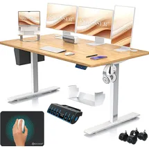 Kesser KESSER® Höhenverstellbarer Schreibtisch elektrisch Ergonomisch Steh-Sitz Schreibtisch 3-Funktions-Memory Steuerung Inkl. 360° Rollen USB-Ladeanschluss Computertisch für Homeoffice