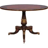 Casa Padrino Luxus Barock Esstisch Braun / Schwarz / Gold - Runder Massivholz Esszimmertisch im Barockstil - Barock Esszimmer Möbel - Luxus Esszim... - Braun/Schwarz/Gold