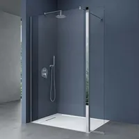 doporro Duschwand 50x200cm Walk-in mit 30cm Nebenteil, 10mm Duschabtrennung Bremen mit rundem Stabilisator, aus Echtglas Esg-sicherheitsglas Klarglas Inkl. Nanobeschichtung