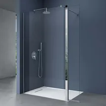 doporro Duschwand 50x200cm Walk-in mit 30cm Nebenteil, 10mm Duschabtrennung Bremen mit rundem Stabilisator, aus Echtglas Esg-sicherheitsglas Klarglas Inkl. Nanobeschichtung