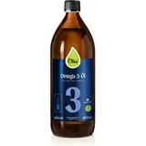 Olini Omega-3 Öl 1 L - Kaltgepresst Unraffiniert Ungereinigt - Reich an Vitamin D3 - Hochdosiert Omega-3 Fettsäuren mit ALA, EPA, DHA - Himbeer Geschmack für Kinder - Vegan - Direkt vom Hersteller