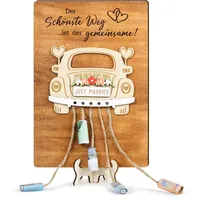 BOFUNX Hochzeitsgeschenke für Brautpaar Holz Hochzeitskarte Geld Geldgeschenke Hochzeit Hochzeit Geldkarte 3D Hochzeitsauto Geldgeschenk Verpackung mit Umschlag