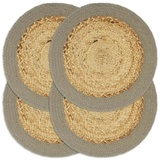 vidaXL Tischsets 4 Stk. Natur und Grau 38 cm Jute und Baumwolle