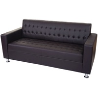 MCW 3er Sofa Pori, Couch Loungesofa, Kunstleder, Metall-Füße 180cm ~ coffee