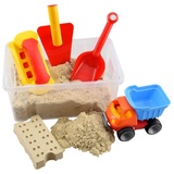 GOWI Sandform-Set Spielsand Set, (Baumeister, 6-tlg), in praktischer Transportbox