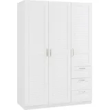 [en.casa] Kleiderschrank Finning 176x120x52 cm 3 Schubladen Weiß