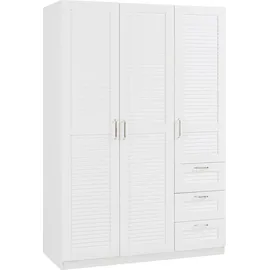 [en.casa] Kleiderschrank Finning 176x120x52 cm 3 Schubladen Weiß