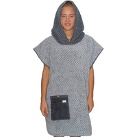 Lou-i Badeponcho Surfponcho Frottee Erwachsene Made in Germany Badeumhang, Kapuze, mit Kapuze und Tasche silberfarben 110 cm
