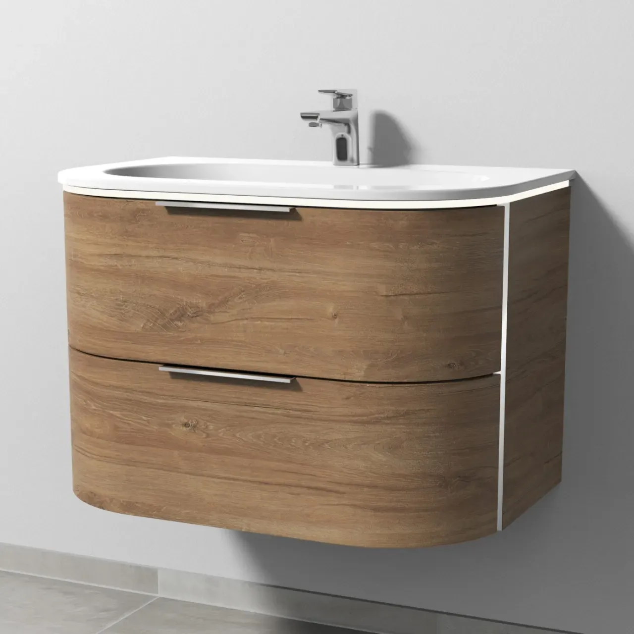 Sanipa 4balance Keramik-Set mit 2 Auszügen und LED-Beleuchtung, Eiche-Kansas, DG41259 DG41259