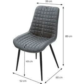 ML-Design Esszimmerstühle 6er Set Anthrazit aus Kunstleder mit Rückenlehne