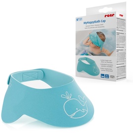 REER MyHappyBath Cap Shampoo-Schutz, schützt Dein Kind vor Tränen beim Haarewaschen, stufenlos verstellbar, blau, 40-55 cm Kopfumfang