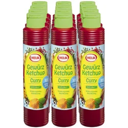 Hela Gewürz Ketchup Curry delikat 30% weniger Zucker 800ml, 12er Pack