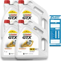4x 5 Liter Castrol Motorenöl GTX 5W-30 RN Motorenoel Motoröl Ö Oil 20 L 15CC30