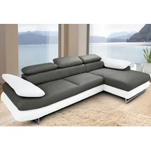 Cotta Ecksofa COTTA "Solution L-Form", weiß (altweiß, grau), B:286cm H:73cm T:167cm, Sofas, Ecksofa, mit Arm- & Kopfteilverstellung, wahlweise mit Bettfunktion