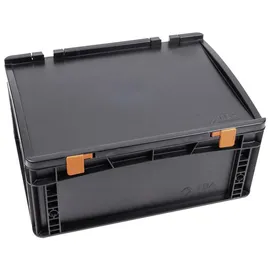 WeTec Lagerbox Kunststoff 400 x 300 x 185 mm schwarz mit Scharnierdeckel