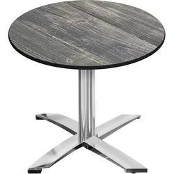 CPTG | Bistro Tisch | Ø:H 70 x 75 cm | Rustikal Kiefer / Aluminium | Zusatzgewicht