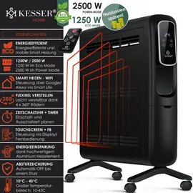 Kesser KESSER® Konvektor Elektrische Heizung ECO 2500W Heizkörper Elektroheizung Standheizung energiesparend Display WiFi App & Fernbedienung Touchscreen - Mobil Radiator 24h Timer Thermostat