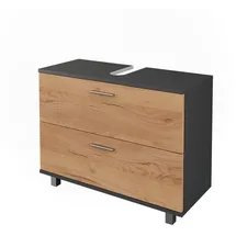 Vicco Waschbeckenunterschrank Ilias 80.2 x 60.8 cm mit 2 Schubladen Anthrazit/Goldkraft Eiche