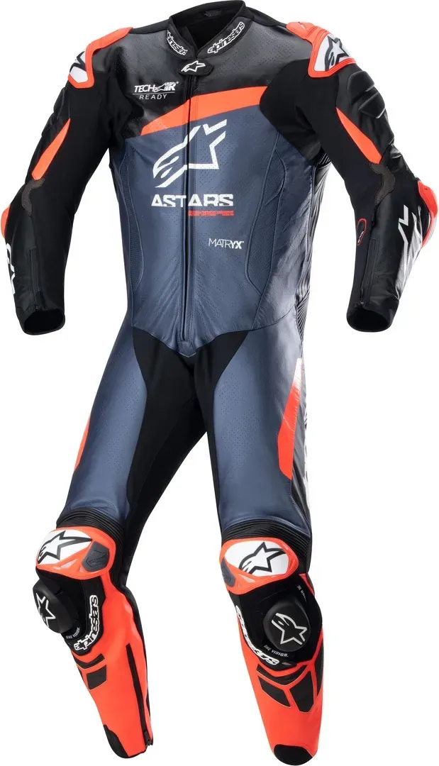 Alpinestars GP Plus V4 1-delig lederen motorpak, zwart-rood-blauw, 46 Voorman