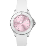 ICE-Watch - ICE steel White pastel pink - Silbergraue Damenuhr mit Silikonarmband - 020366 (Small)