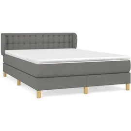 vidaXL Boxspringbett mit Matratze Dunkelgrau 140x200 cm Stoff