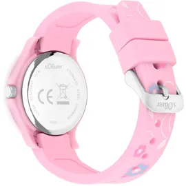 s.Oliver Kinderuhr, mit süßem Blumenprint SO-4499-PQ - rosa