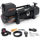 KANGAROO WINCH Schnelle Elektrische Seilwinde 12V mit Funkfernsteuerung - 8000 lbs Zugkraft - Langlebiges Kunststoffseil - Perfekt für Offroad - 4x4 Forst- und Nutzfahrzeuge (K8000XP)