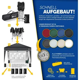 tillvex Faltpavillon 3 x 3 m inkl. 2 Seitenteile Anthrazit