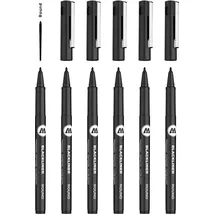 Molotow Blackliner Rundspitze (Fineliner mit permanenter, dokumentenechter Tinte) 6 Stück schwarz
