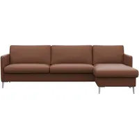 FLEXLUX Ecksofa »Fiore, super Sitzkomfort durch Kaltschaum im Sitz, L-Form«, schmale Armlehnen, Füße Alu braun