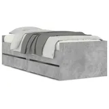 vidaXL Bett mit Schubladen 75 x 190 cm Betongrau
