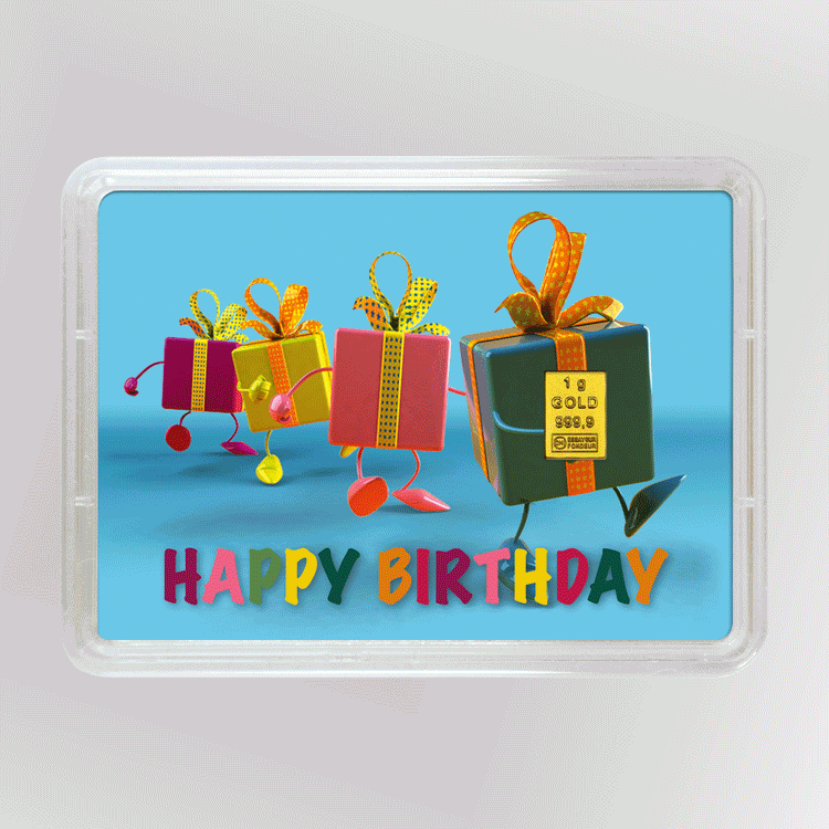 Goldbarren 1g Geschenke/Happy Birthday (Flip)