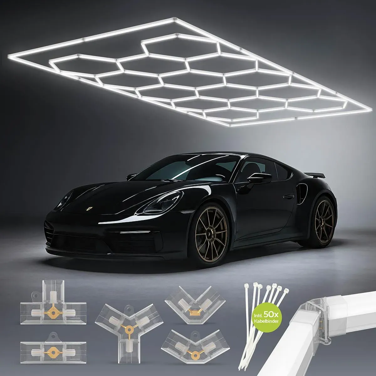 LED Hexagon Deckenleuchte | Sechseckiges Waben Design | Modulares Stecksystem | ...