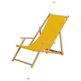 Erst-Holz Strandstuhl gelb Gartenliege Strandliege Deckchair Tisch Kissen Liegestuhl Holz hell 10-302NTKH