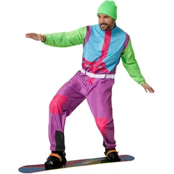 tectake® Herrenkostüm Retro 80er 90er Ski Anzug