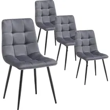 Deuline Esszimmerstühle Essstühle Samtbezug Polsterstuhl Stühle Esszimmer Stuhl Milano 4er-Set GRAU 521252 - Grau
