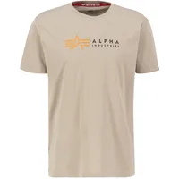 Alpha Industries T-Shirt mit Label-Print, beige