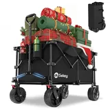 Sekey XXL Plus Bollerwagen Faltbar mit Bremsen 200L 200KG Belastbar, Extra Breite Reifen All Terrain Bollerwagen, Patentiert Zusammenfaltbar aus Vier Richtungen, XXL-PlusB 4011, Schwarz