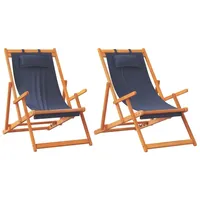 vidaXL Strandstühle 2 Stk. Klappbar Blau Stoff