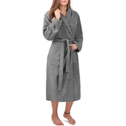 normani Damenbademantel Damen Premium Bademantel Basic, 122, Baumwolle, Schalkragen, Bindegürtel, Saunamantel aus weicher Baumwolle grau 3XL