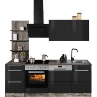 Kochstation Küchenzeile »KS-Brindisi«, ohne Geräte, Breite 220 cm, schwarz