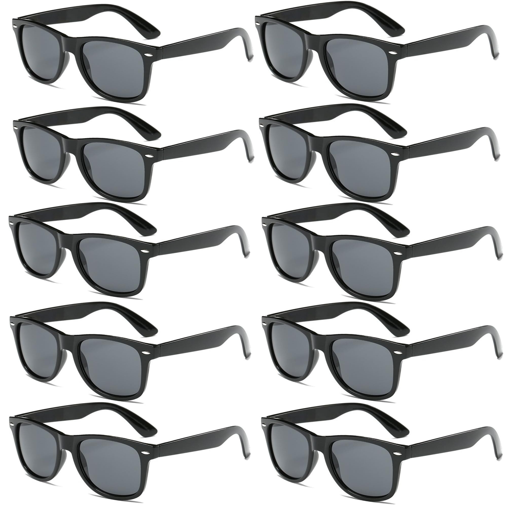 FSMILING Sonnenbrillen-Set, schwarz, rechteckig, Vintage, Partybrille, Fantasie, schwarze Brille für Männer und Frauen, 10 Stück - ‎20.3 x 18.5 x 3 cm