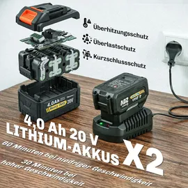 Outsunny Akku-Laubsauger 20V inkl. 2 x 4,0 Ah + Ladegerät
