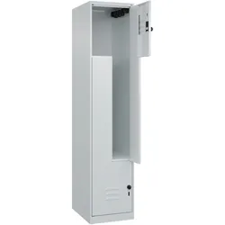 C+P Z-Spind Classic PLUS bodenstehend, 2 Abteile, HxBxT 185x40x50cm, Sicherheitsdrehriegel, Hellgrau/Hellgrau von PROREGAL