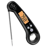 Sofort ablesbares Fleischthermometer zum Kochen Schnelles Thermometer mit Hintergrundbeleuchtung und Kalibrierung. Digitale Lebensmittelsonde für Küche, Outdoor-Grillen und Barbecue (Black)