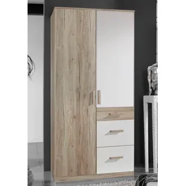 WIMEX Babyzimmer-Komplettset WIMEX "Bergamo", weiß (san remo eiche nb, alpinweiß), B/H: 70cm x 140cm, Holzwerkstoff, Schlafzimmermöbel-Sets, Bett + Wickelkommode + 2 trg. Schrank