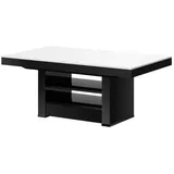 designimpex Couchtisch HLM-111 Weiß-Schwarz Hochglanz Schublade höhenverstellbar ausziehbar, Funktionstisch, Wohnzimmertisch, Tisch, Esstisch, Sofatisch, Schublade schwarz|weiß