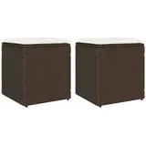vidaXL Gartenhocker mit Kissen 40 x 40 x 43 cm braun 2 St.