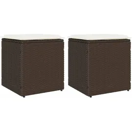 vidaXL Gartenhocker mit Kissen 40 x 40 x 43 cm braun 2 St.