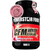 Powerstar 100% CFM WHEY ISOLAT 1000 g | 96,5% Protein i.Tr. | Iso Whey Protein-Pulver zum Muskelaufbau | Deutsche Herstellung | Hochdosiertes Eiweiß-Pulver aus Weidemilch | 100% löslich | Strawberry